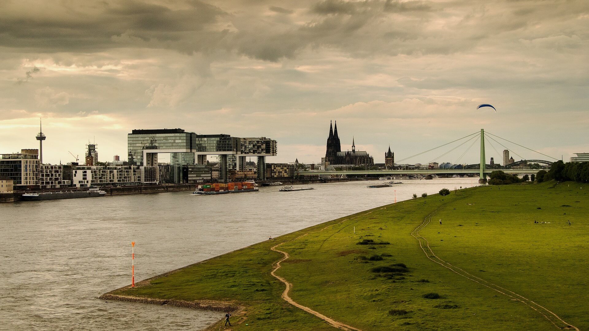 Am Wasser ist Veränderung ganz natürlich Blick auf den Rhein in Köln, Standort der NEURES Akademie